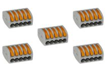 222-415/5  Wago (Pack 5) 5 Way Quick Connector With Levers For Conductor size from 0.08 to 4 mm²
